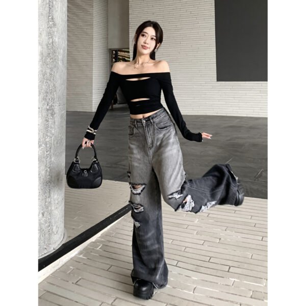 Gradient Color Big Ripped jeans