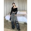 Gradient Color Big Ripped jeans