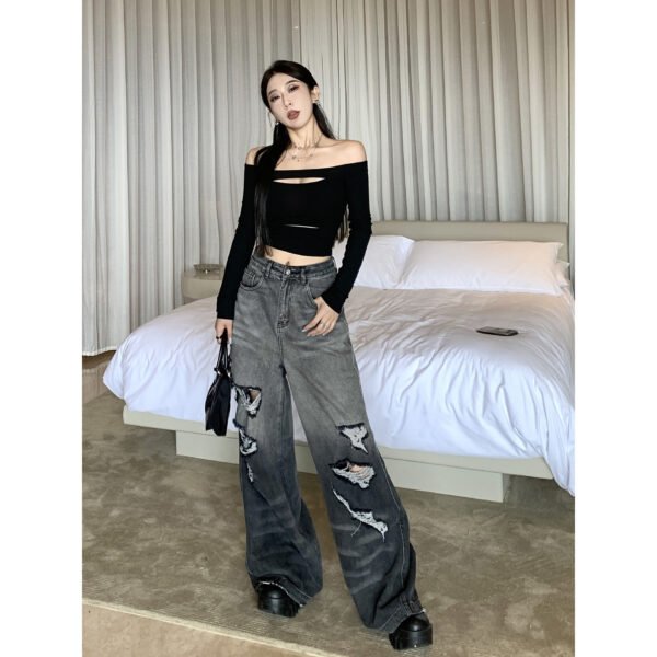 Gradient Color Big Ripped jeans