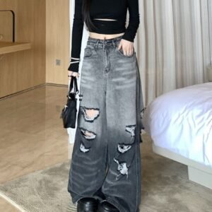 Gradient Color Big Ripped jeans